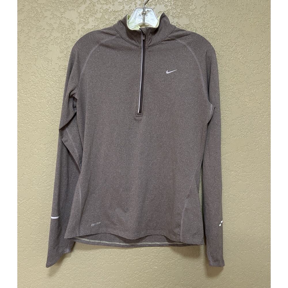 Nike Pullover Womens M Gray 1/2 Zip Running Shirt Performance Dri Fit Element